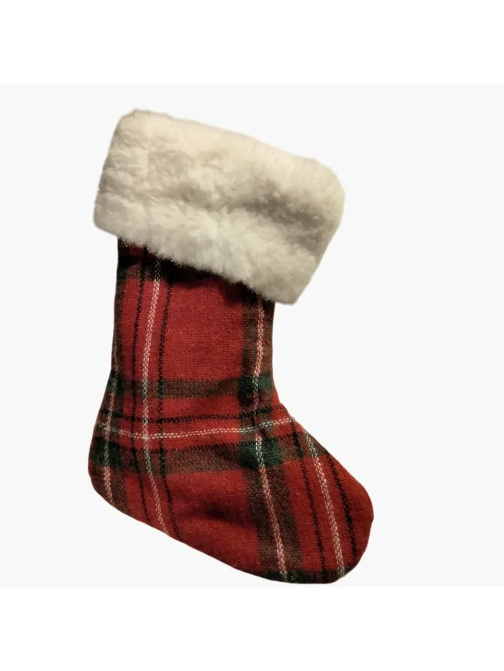 Vintage Tartan Plaid Stocking Fleece Cuff 7 inch Cabin Lodge Cottagecore